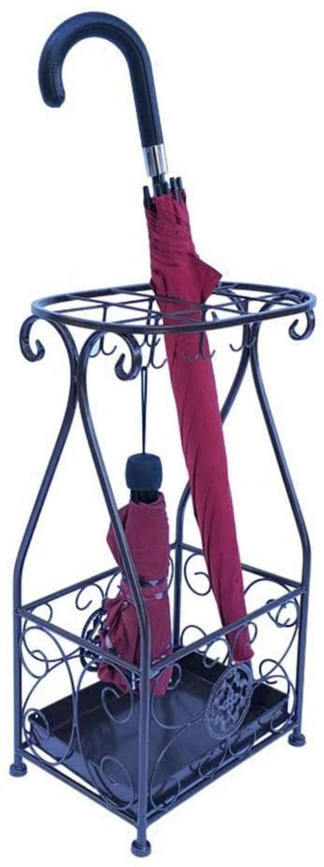 Porte-parapluies grand stockage en fer avec compartiments pour modèles longs et courts