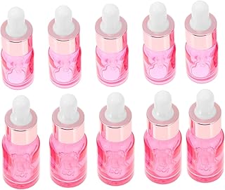 1 juego de 10 piezas de botella de aceite esencial rosa, botellas de muestra de aceite esencial, cuentagotas, botella de vidrio, cuentagotas de perfume, frasco de aceite esencial, botella de pipeta, f