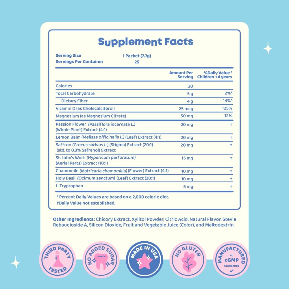 JoySpring Mood Magic for Kids – Natural Mood Support Pixie Sticks Candy with Saffron Extract, Magnesium Citrate & Vitamin D3 | Sugar-Free Powder Drink or Candy | 25 Servings | 4+ Years