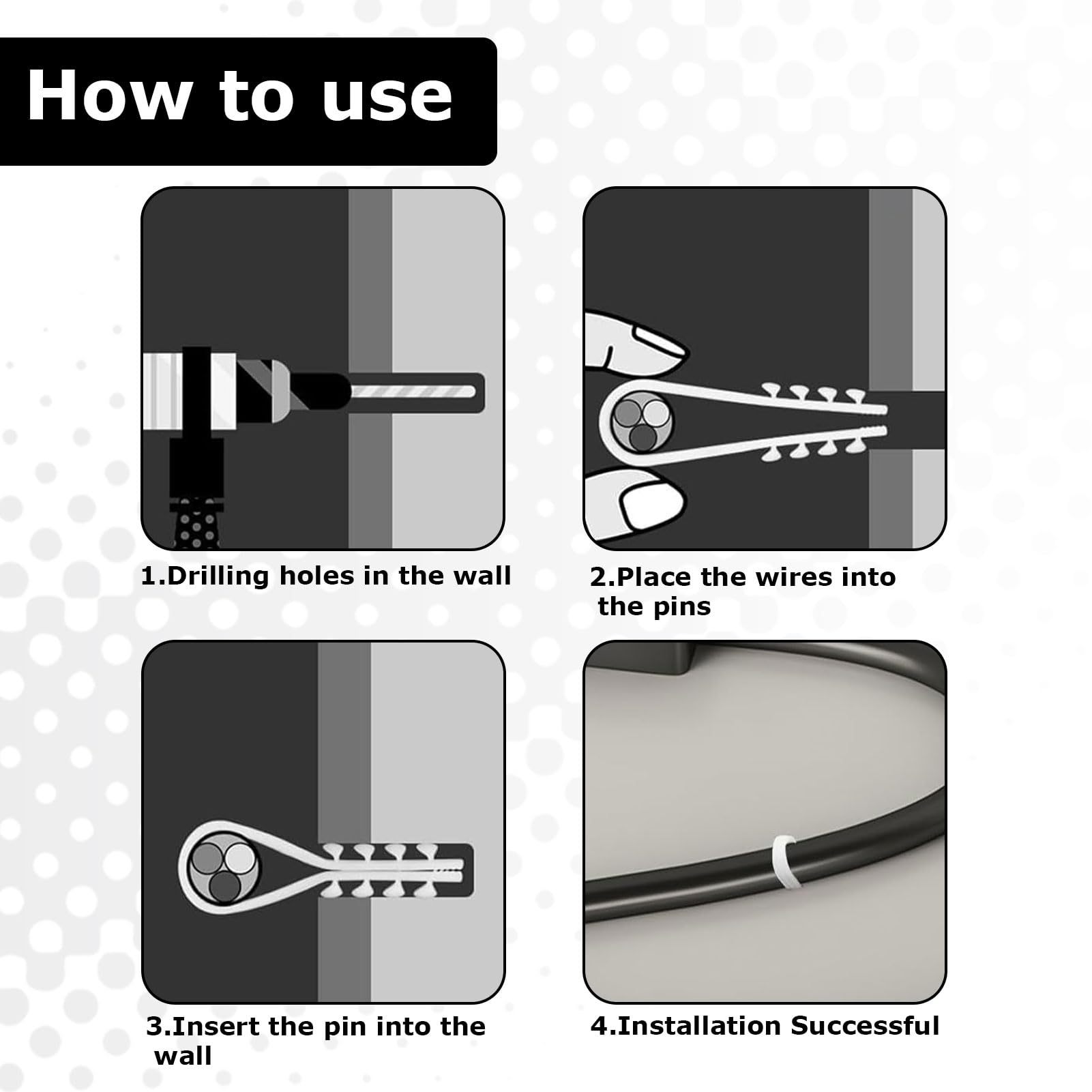 100 Stück Steckschlaufe Dübel - Nylon Kabelschellen 3-13mm Spannbereich
