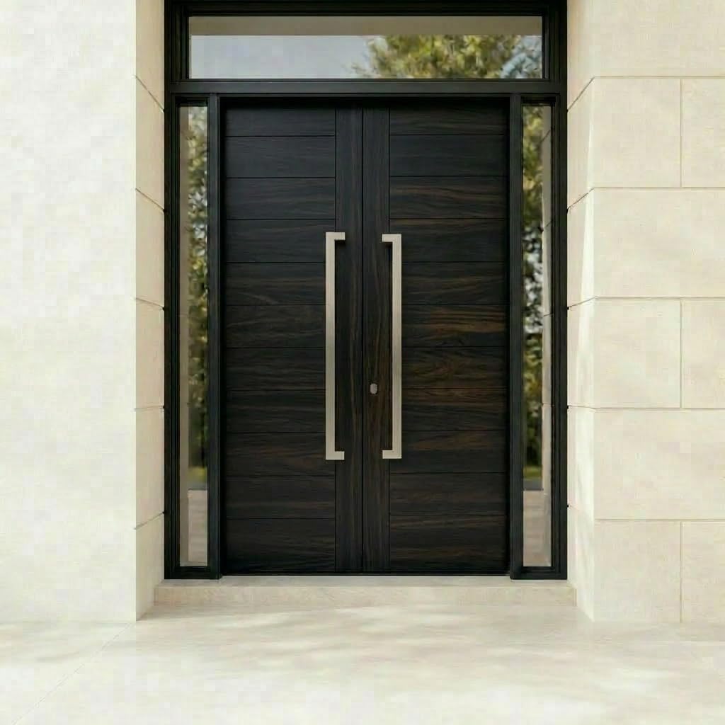 Modern Contemporary Long Stainless Steel Push Pull Door Handle for Home Entrance Glass Shower Wooden Barn & Office Store Shop Doors - Brushed Satin Nickel - 48 Inch
