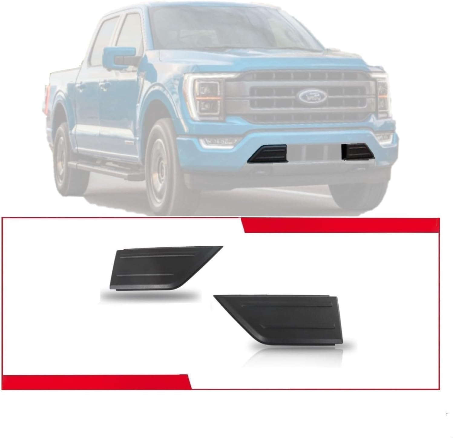 Bumper Guard Pad Compatible With Ford 2021-2023 F150 Front Bumper Cover Trim Compatible With Ford 2021-2023 F-150 Front Bumper Pad Insert Bumper Cap Set (Left & Rright)
