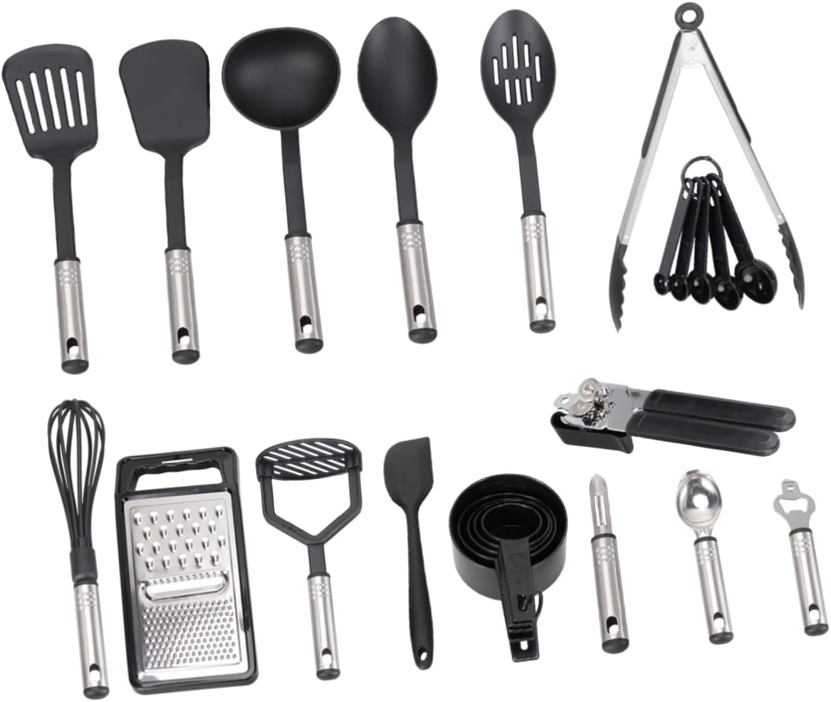 Cabilock Cooking Utensils Set Stainless Steel Utensils for Nonstick Pans Perfect for Cooking Baking