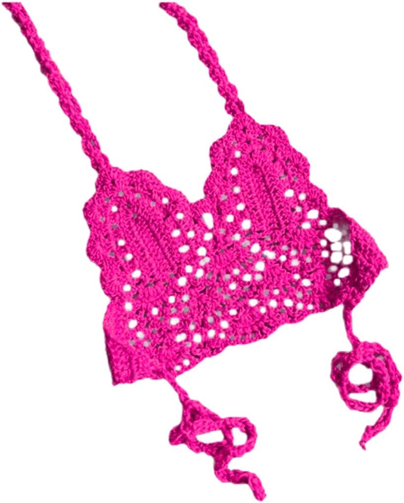 Kids Girls Swimsuit Top Knitted Crop Tops Halter Sling Bathing Suit Toddler Swimwear Crochet Straps Bra Tops