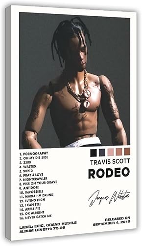 nishrate Póster de Travis Scott (5) Póster en lienzo para decoración de pared, pinturas para sala de estar, dormitorio, estilo marco, estilo marco,