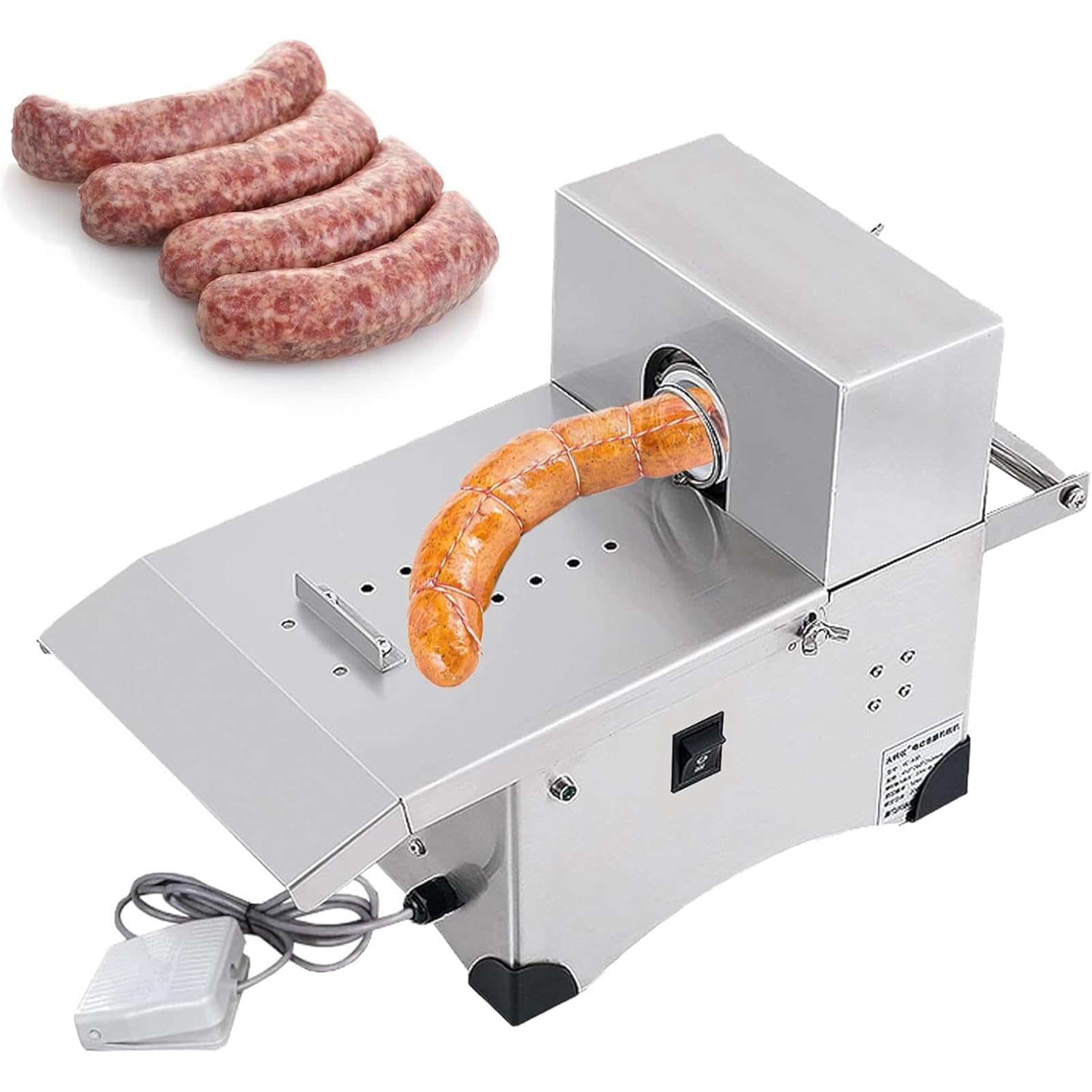 Machine éLectrique De Nouage De Saucisses Professionnelle - éQuipement Automatique 200w en INOX, Appareil à Faire des Saucisses pour Restaurants (Diam Max 50mm)