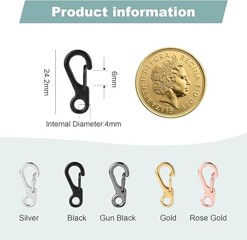 Miniatura 2 de Mini mosquetón con clip de resorte, cierre de hebilla para llavero de paracaídas, mochila, botella, accesorios de campamento al aire libre