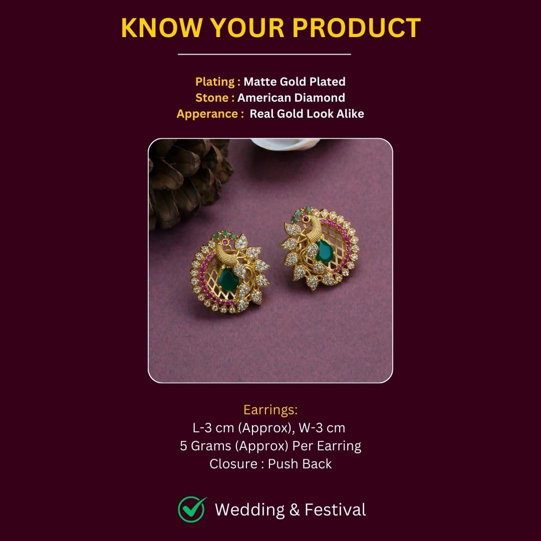 Diwali Sale Sasitrends Traditional Tops Gold Plated Ethnic Peacock Designer Studs Earrings For Women And Girls 1 Diwali Sale Sasitrends Traditional Tops Gold Plated Ethnic Peacock Designer Studs Earrings For Women And Girls