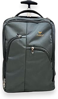 Travel Trolley Backpack with 3 Compartments & Telescopic Aluminium Handle | 2-Wheel Laptop Backpack for Men & Women (Grey)