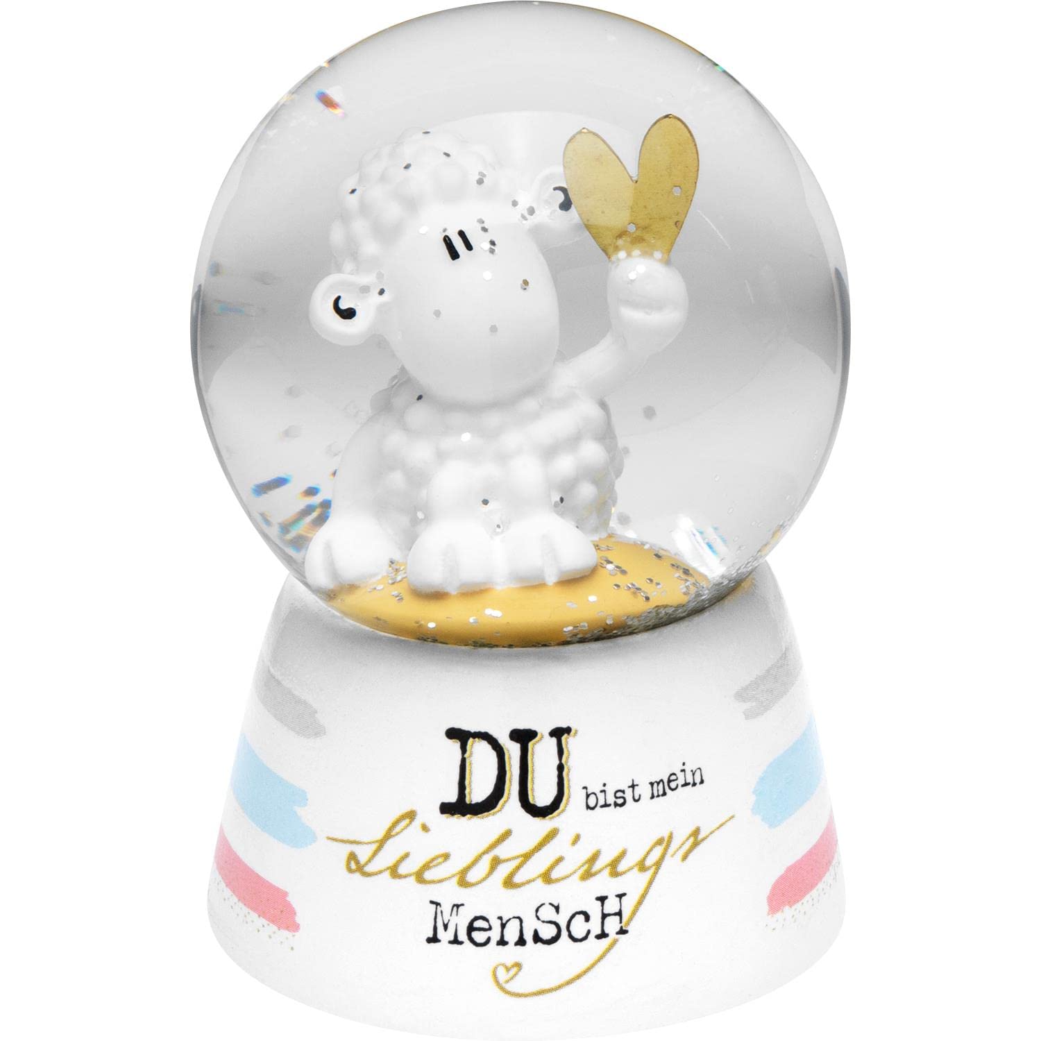 Sheepworld Dream globe motif human snow globe, glass, polyresin, height 6.5 cm, gift boyfriend, girlfriend 46953