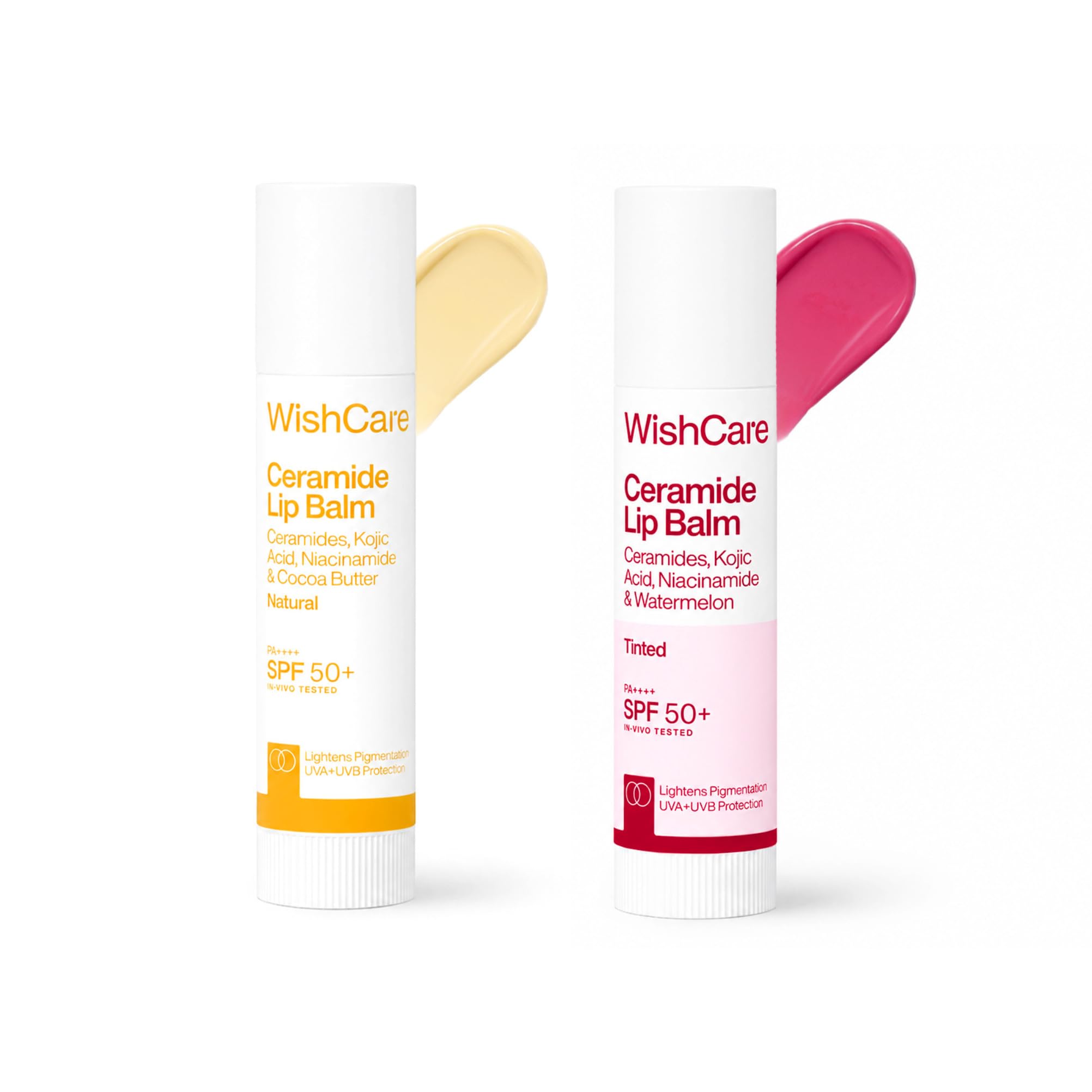 WishCare Lip Balm Combo (Tinted & Untinted) | With Kojic Acid & Niacinamide | Hydrating & Brightening Lip Care | Heals Dry Lips, Reduces Pigmentation & Adds Soft Tint | For Smooth, Even-Toned Lips