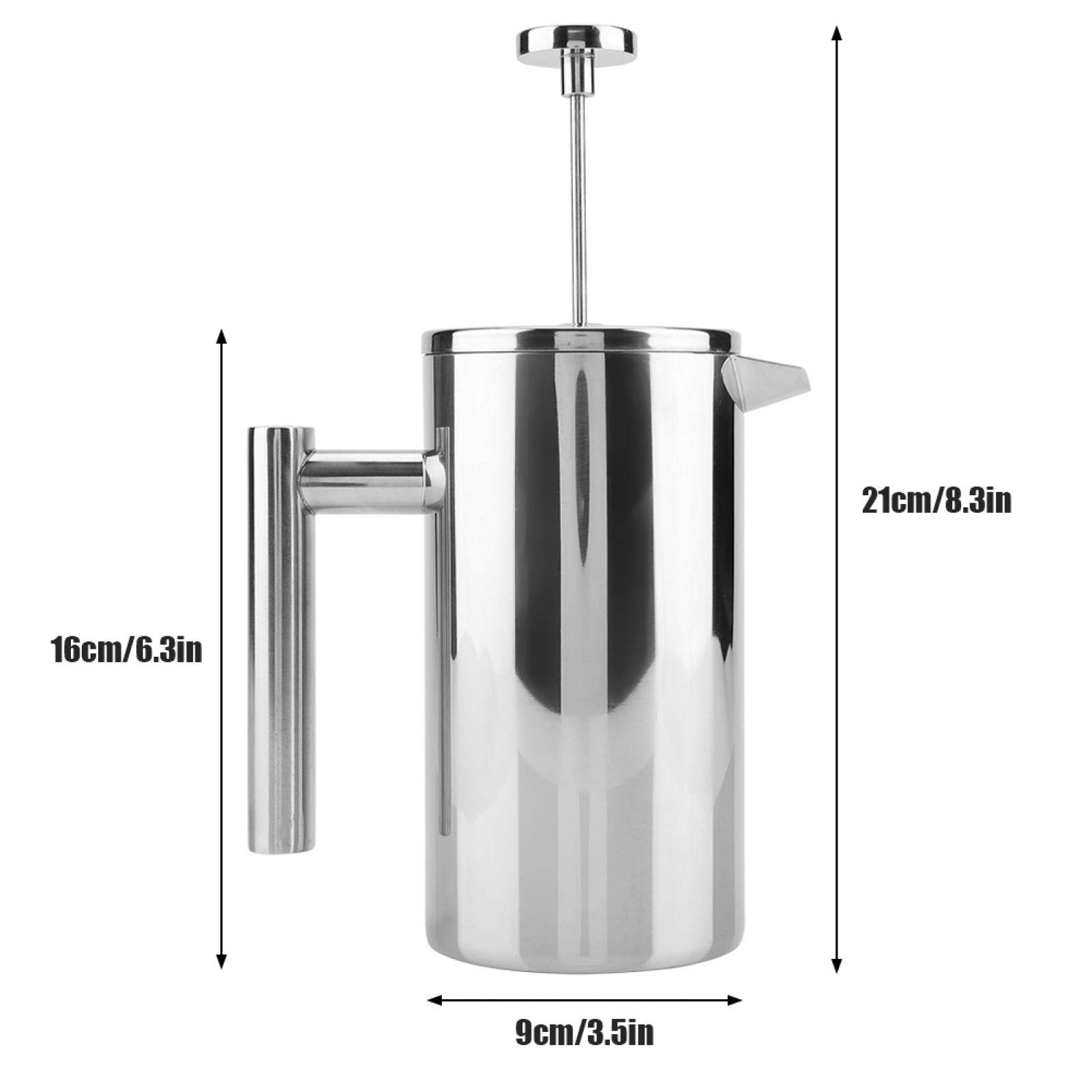 Tyenaza Máquina de Prensa Francesa, Olla de Prensa de café aislada de Acero Inoxidable con Filtro Prensa Francesa para el hogar y el café(800ML)