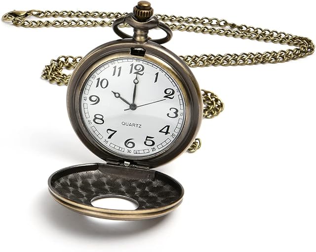 Vicloon Modern Pocket Watch, Quartz Pocket Watch with Chain, Vintage Quartz Pocket Watch Roman Numerals Stylish Pocket Watch for Birthday Anniversary Day Christmas Fathers Day