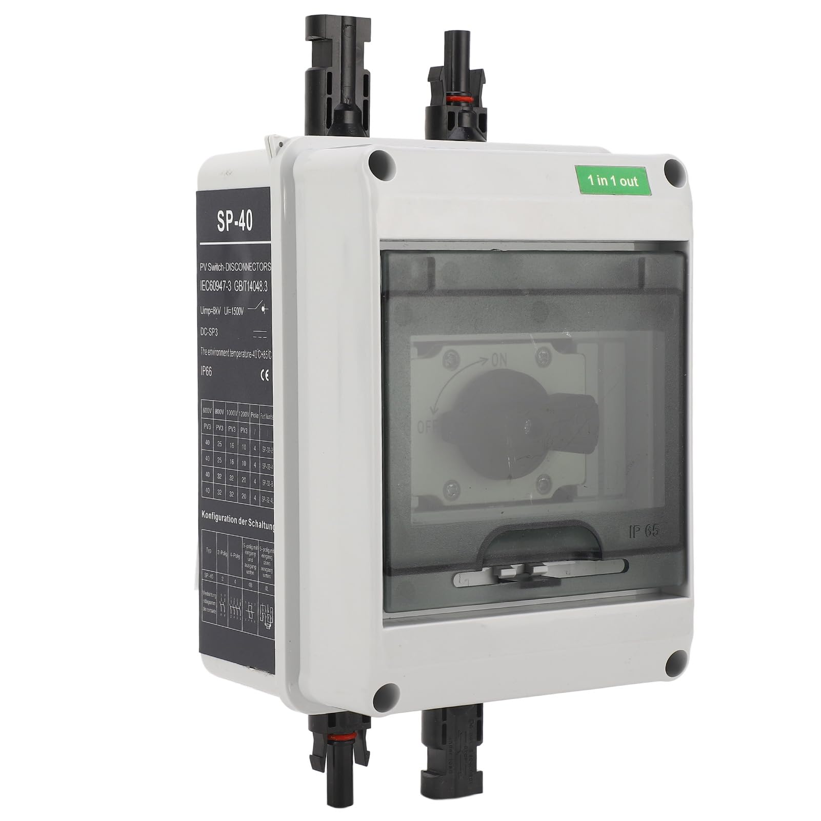 plplaaoo DC1000V 32A Solaire DC Interrupteur de Déconnexion Argent s PC 1 en 1 Out PV DC Interrupteur Isolateur pour Onduleur Boîte Combinateur