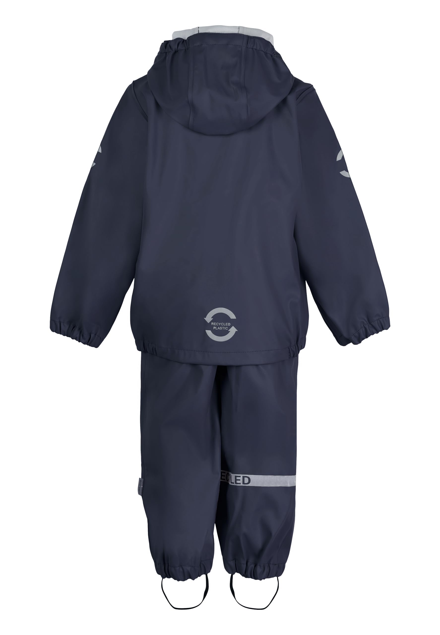 Mikk-line PU Zweiteiliger Regenset mit Trägern | Oeko-TEX Standard 100 | 100% recyceltem PU-Material | Für Jungen Und Mädchen | Regenhose und Regenjacke | Reflektierenden Details