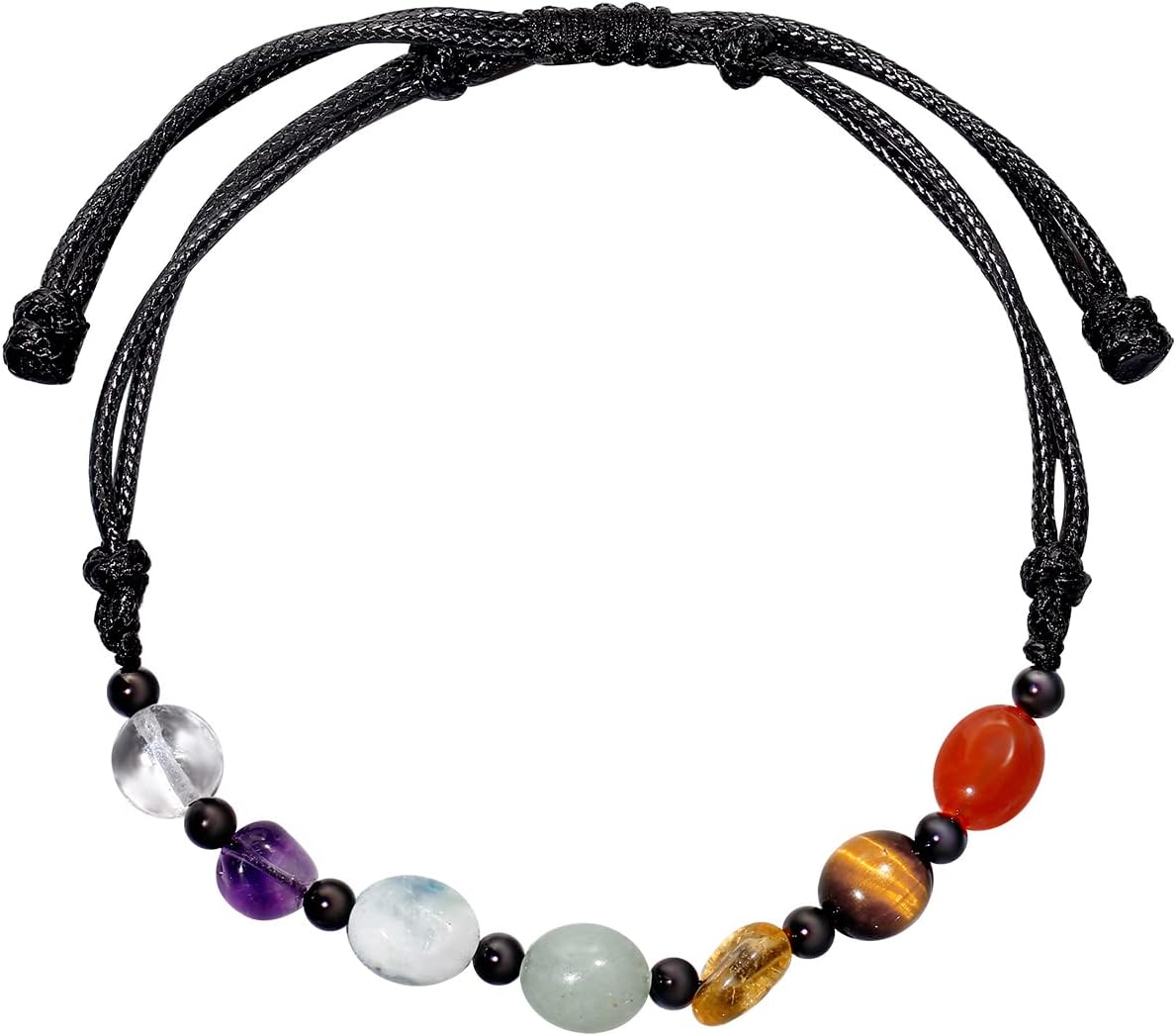 Jewever 7 Chakra Crystals and Stones Anklet Irregular Tumbled Chips Ankle Bracelets for Women Beach Jewelry Gifts Spiritual Energy Meditation Adjustable