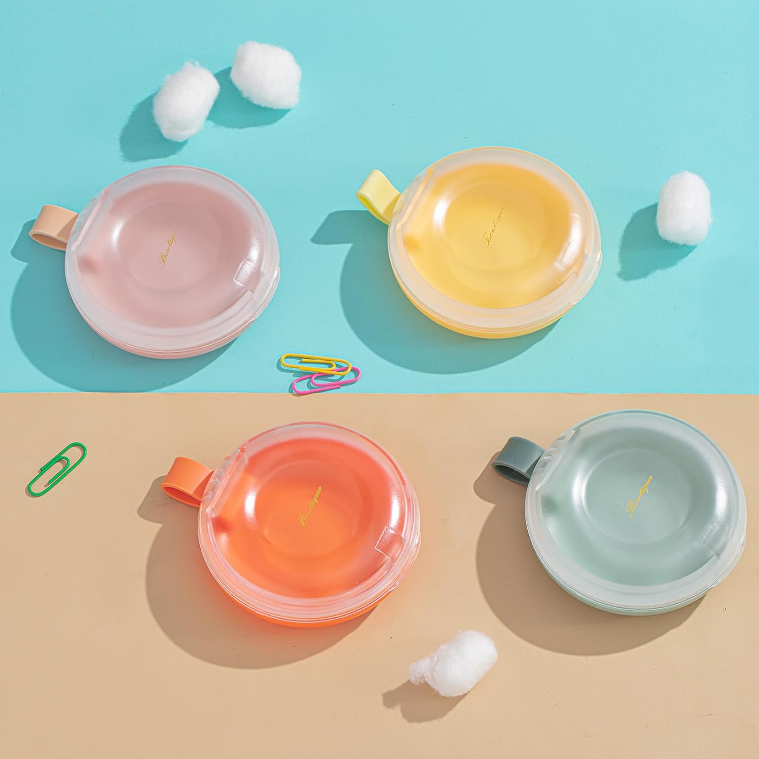 Kigley 4 Pcs Hair Tie Container Cotton Swab Holder Travel Hair Tie Holder Clip Flosser Dispenser Hair Accessories Organizer Box with Lid Portable Hanging Small Items Desktop Travel Storage - Image 6