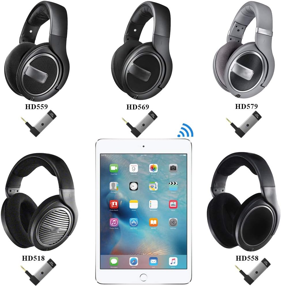 Bluetooth Adapter and Wireless Audio Receiver with Microphone and 2.5mm Jack for Sennheiser HD598 / HD598Cs / HD598SE / HD595 / HD599 / HD559 / HD569 / HD579 / HD518 / HD558 Headphones