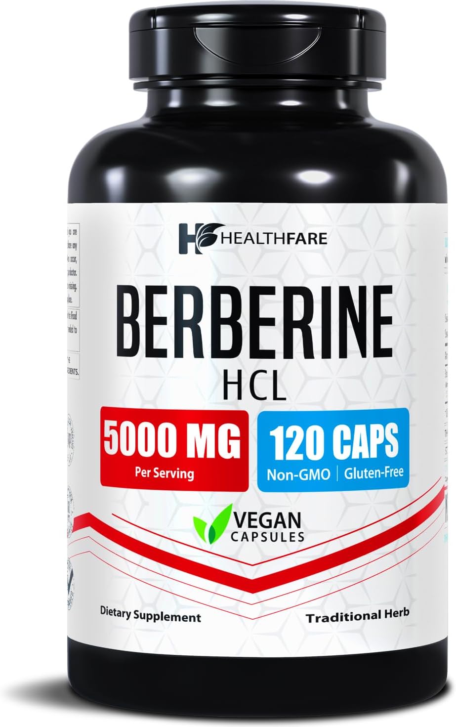 Healthfare Berberine HCL 5000mg | 120 Veg Capsules | Extra Strength Herbal Extract | Non-GMO, Gluten-Free | Made in The USA