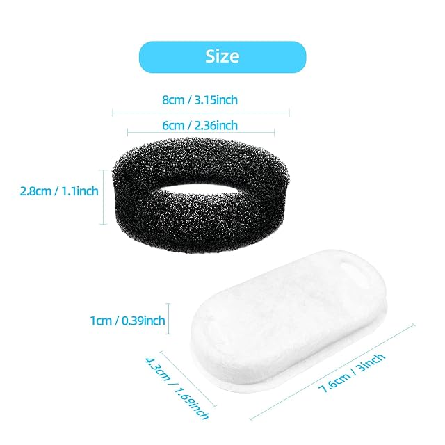 Foto 5 de 8 de tomxcute Filtros de Fuente de Agua para Gatos para Fuente de Agua Ajustable de 12 onzas/3.2L