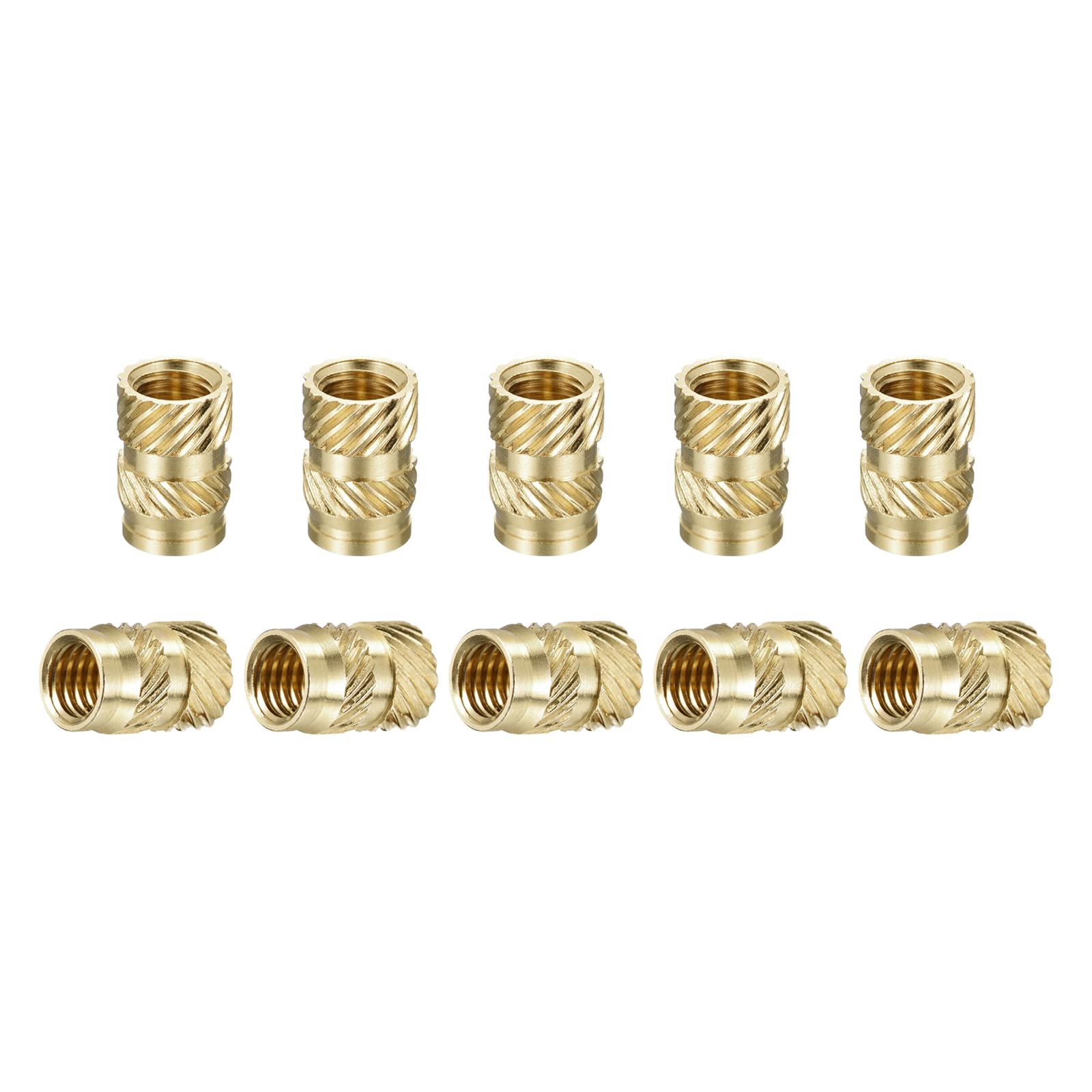 DTGN M6x12mmx8mm(IDxLxOD) Knurled Insert Nuts - 30 Pack - Good for Plastic Shells - Brass Female Thread Heat Set Inserts Embedment Nut