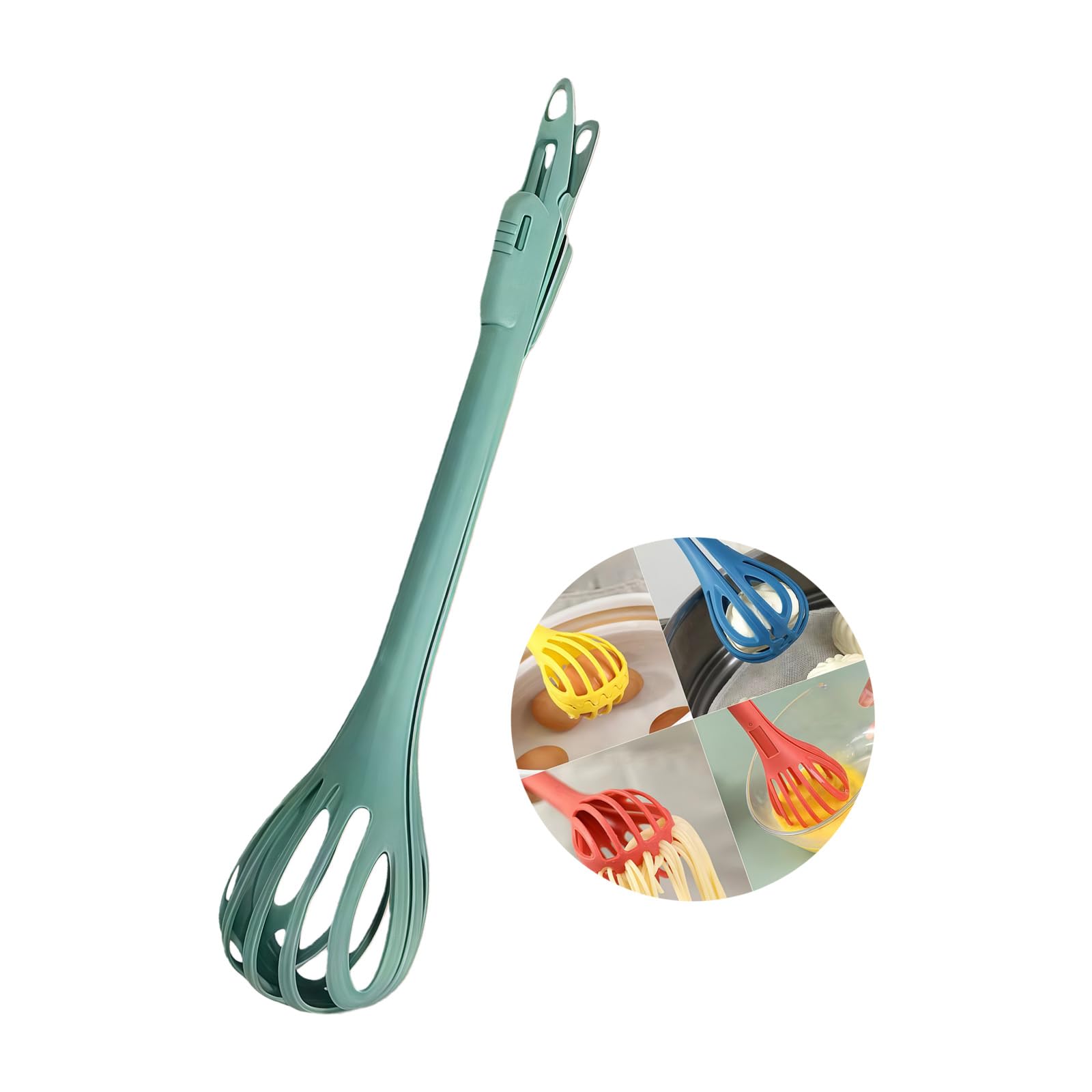 hogtnd Egg Whisk and Food Tongs Multipurpose Plastic 2 in 1 Ergonomic Comfortable Handle for Stirring, Mixing, Baking Oven, Oven Accessory, Dishwasher Safe