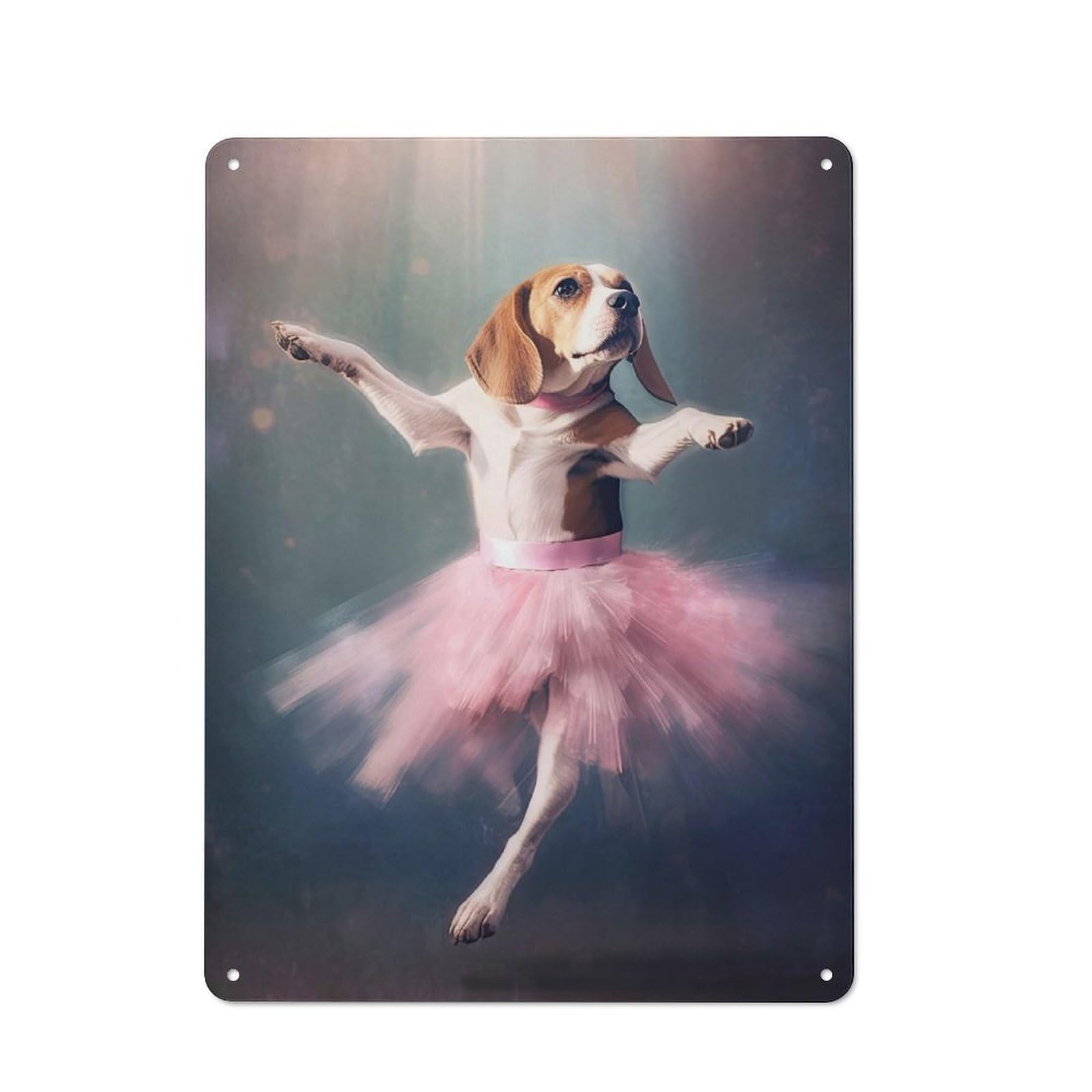 Junmoney Style-20 Beagle Ballerina Vintage Metal Sign 40X30cm For Lounge Or Reading Corner, For Garage, Workshop And Man Cave Decoration