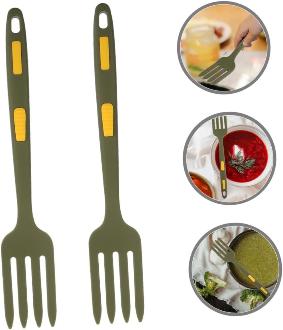 2pcs Silicone Cooking Fork, Non Stick Lightweight Kitchen Utensil