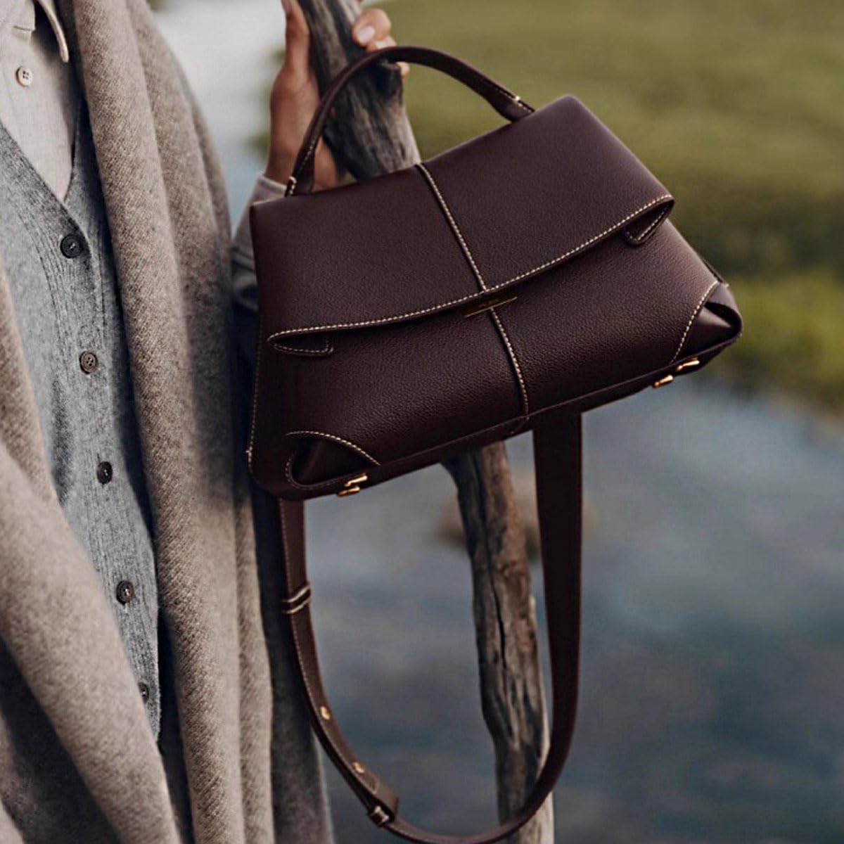 Women's Leather Handbag, Top Handle Satchel, Shoulder Crossbody Bag with Adjustable Strap (coffee) - Image 7