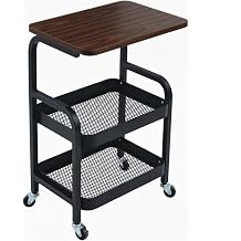3 Tier Rolling Cart Metal Storage Utility Cart on Wheels, Coffee Cart Bedside Snack Trolley for Kitchen, Bathroom, Office & Living Room Organizer