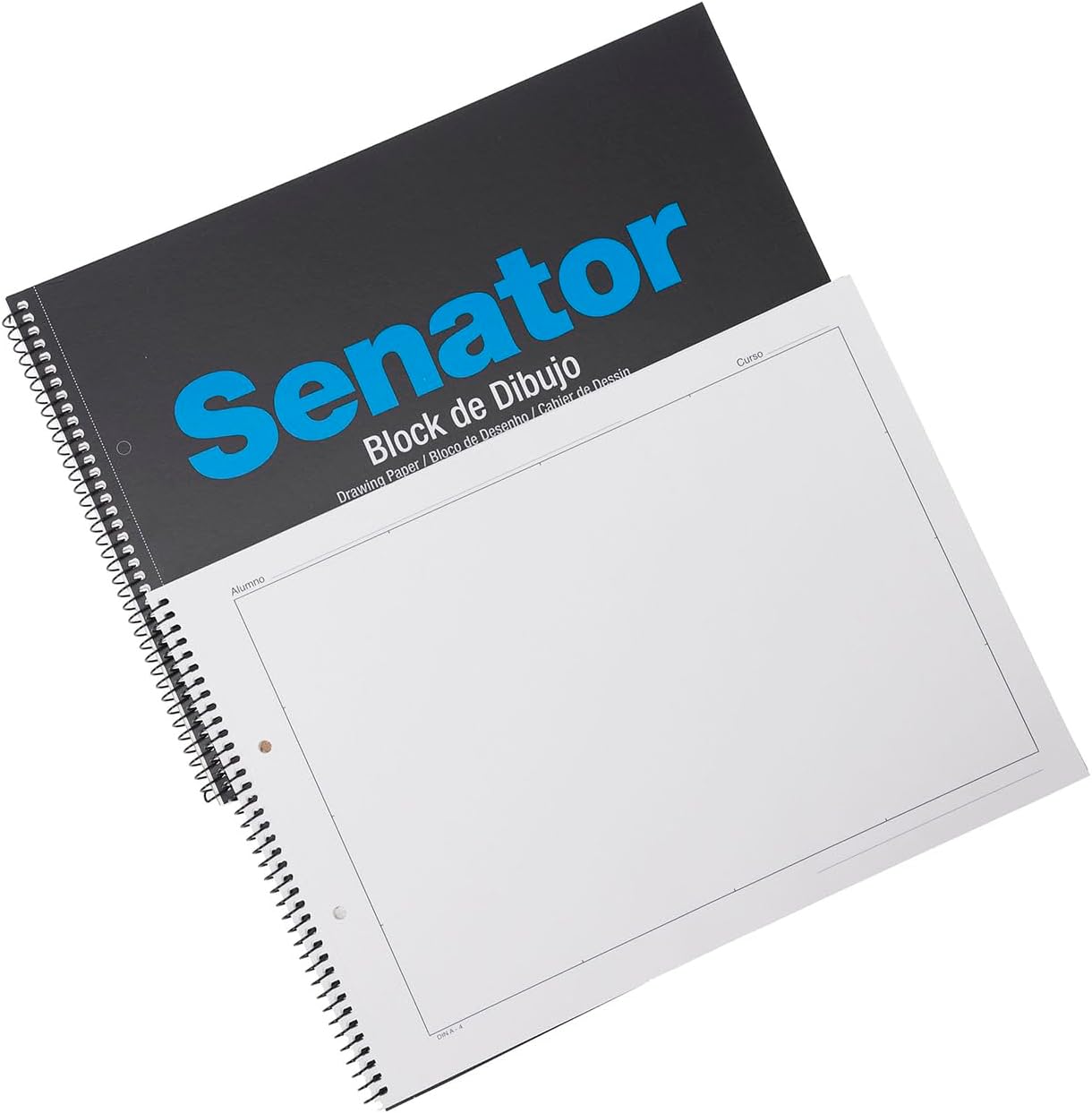 Unipapel 37002410. Senator Microperforated Drawing Pad with Box and 2 Drills, Prologando Folio Size, 150 g, Boned Paper, Mass-Glued, Acid Free, FSC Certified
