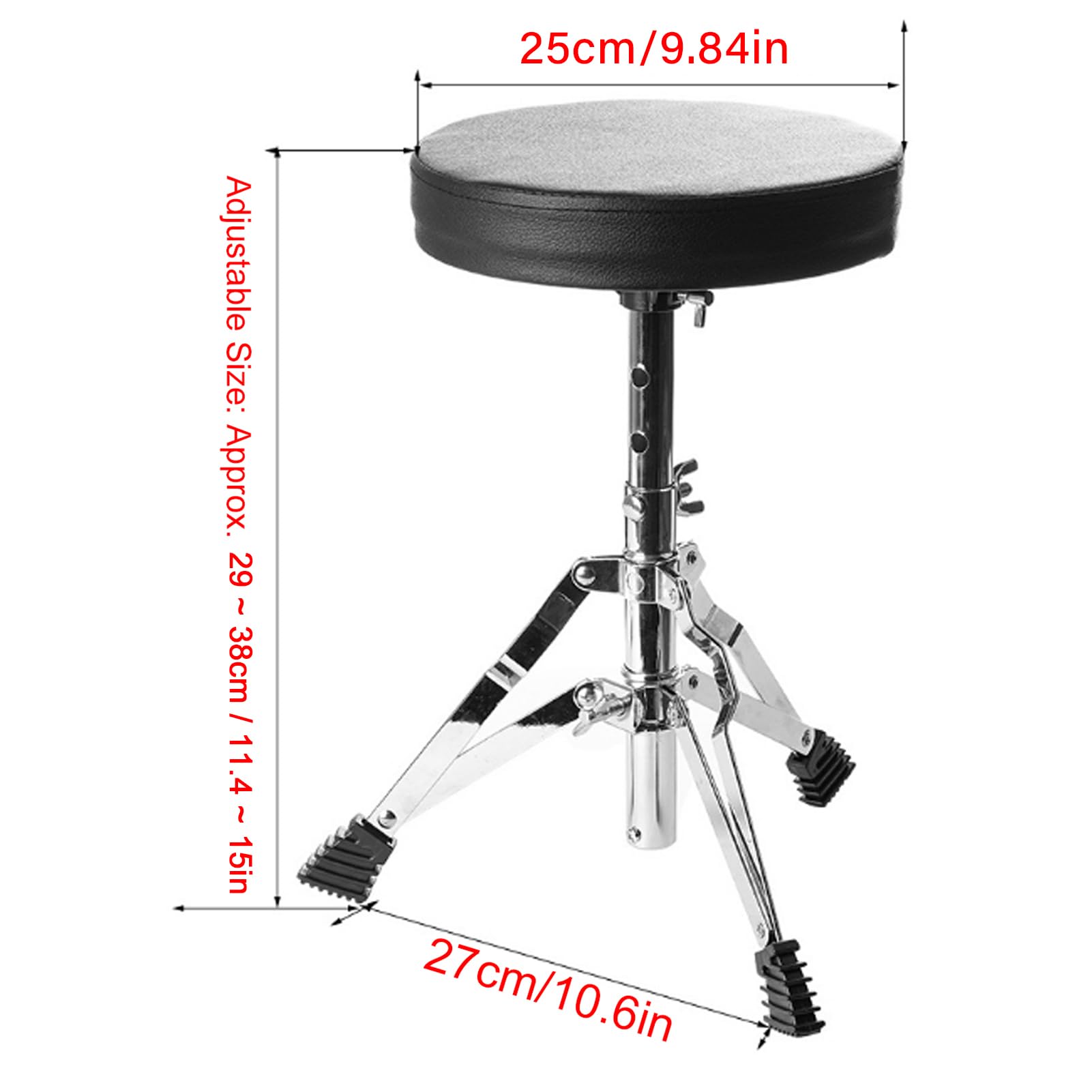 Trono de Batería, Asiento Acolchado para Batería con Soporte de Acero, Cojín Acolchado, Altura Ajustable para Bateristas y Músicos de 150 Kg