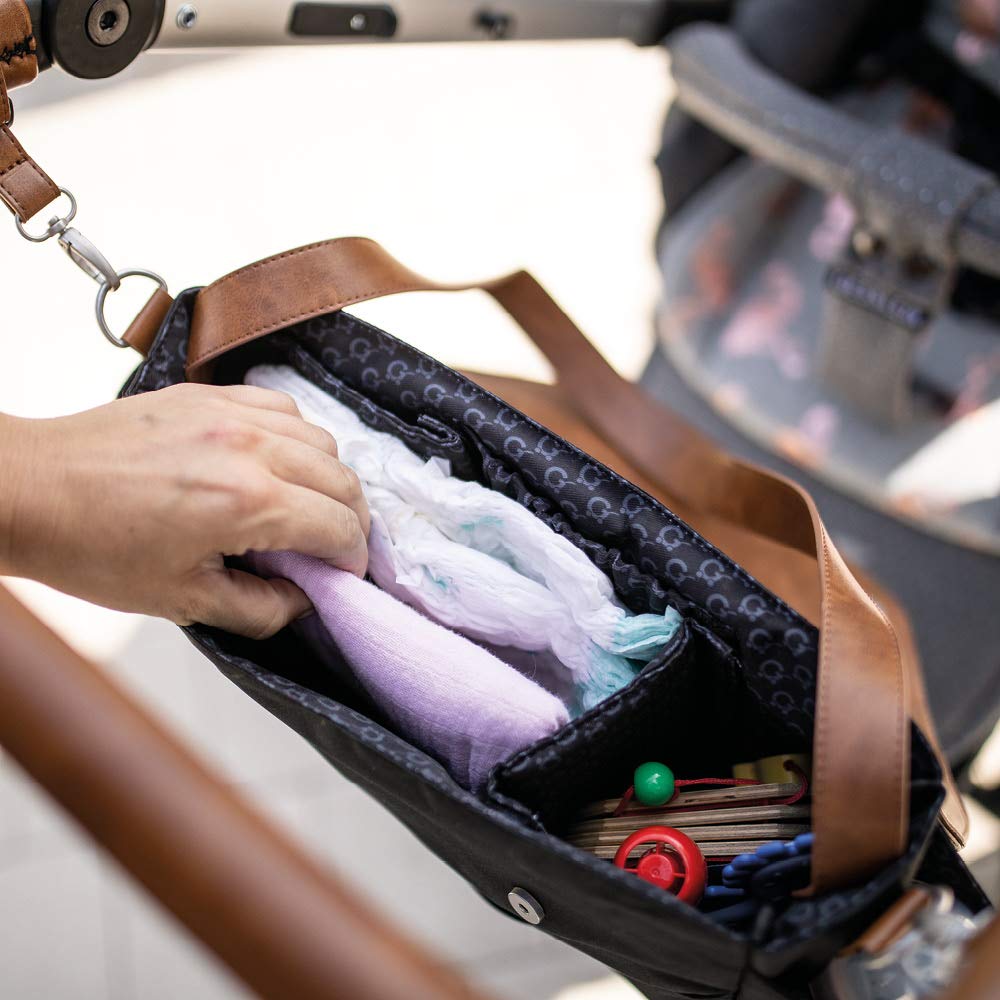 Gesslein Praktischer Organizer für den Kinderwagen in Lederoptik, tabak