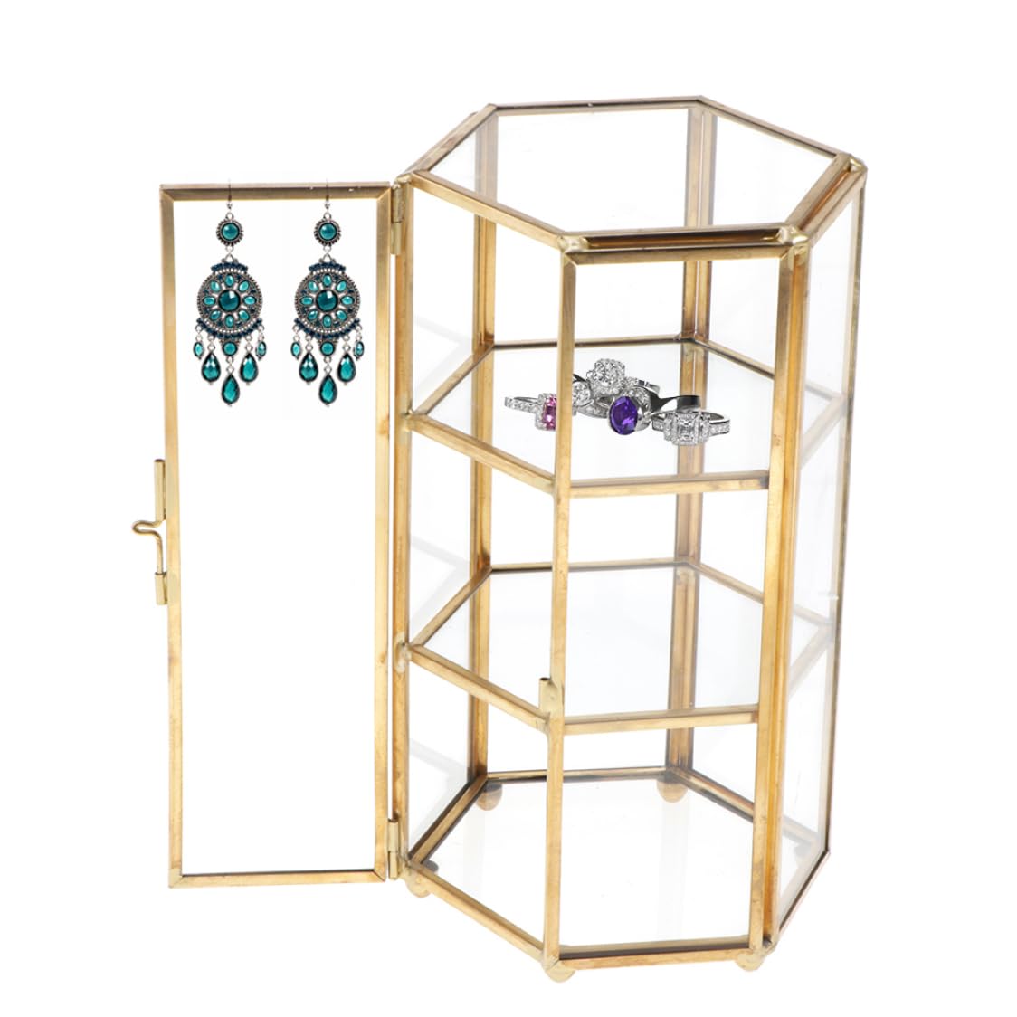 Boîte à bijoux vintage en verre et finition dorée haute qualité