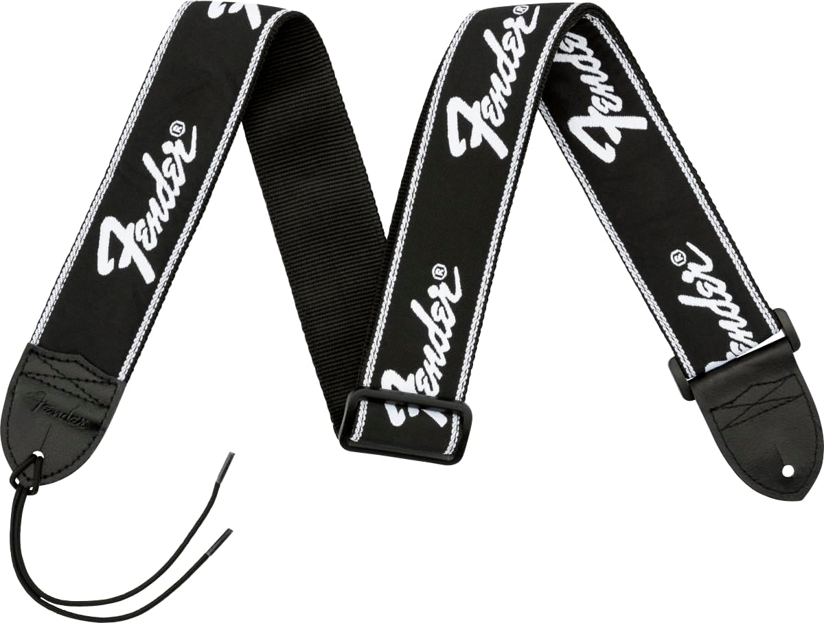 Fender Unisex Running Logo Guitar Strap, Black, 5cm UK