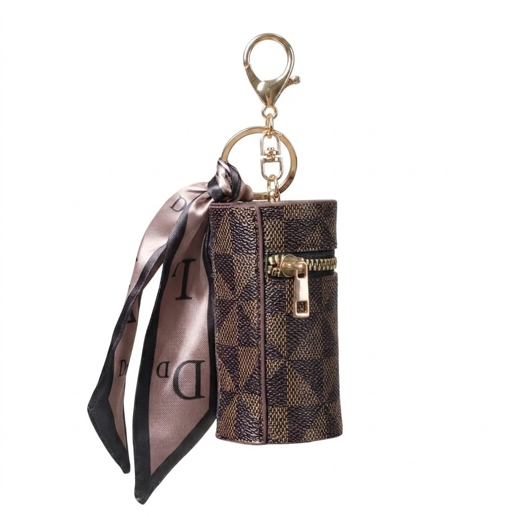 Keychain with Small Pouch Bag for Girls Women Purse Leather Coin Lipstick Cosmetic Makeup Perfume Tools Storage Travel Organizer Case Key Chain Keyring Keys Hanging Holder-image-25