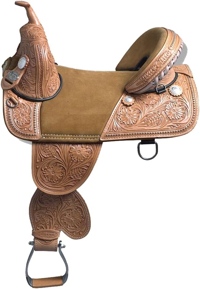 HILASON Western Horse Treeless Trail Barrel Saddle American Leather | for Horses
