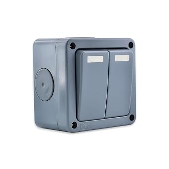 NineLeaf IP66 Waterproof Outdoor Switch, SPDT Single Pole Double Throw 2 Way Light Switch, Weatherproof Exterior Wall Switch 10A for Garden, Yard, Garage, Grey,1PK