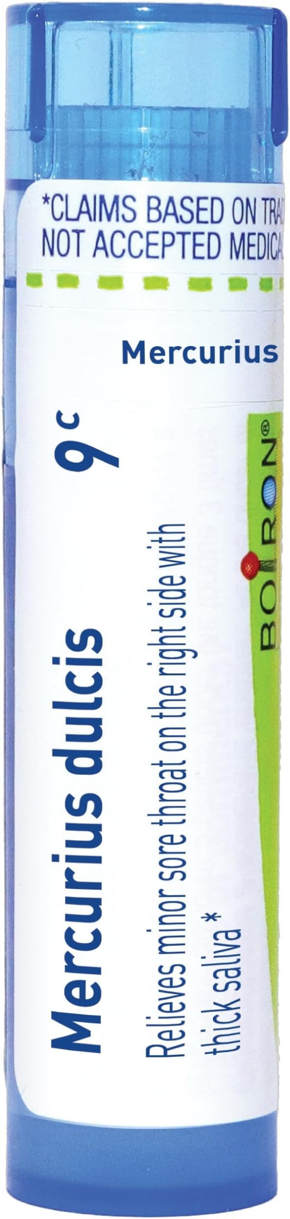 Boiron Mercurius Dulcis 9C for Minor Sore Throat on The Side with Thick Saliva - 80 Pellets