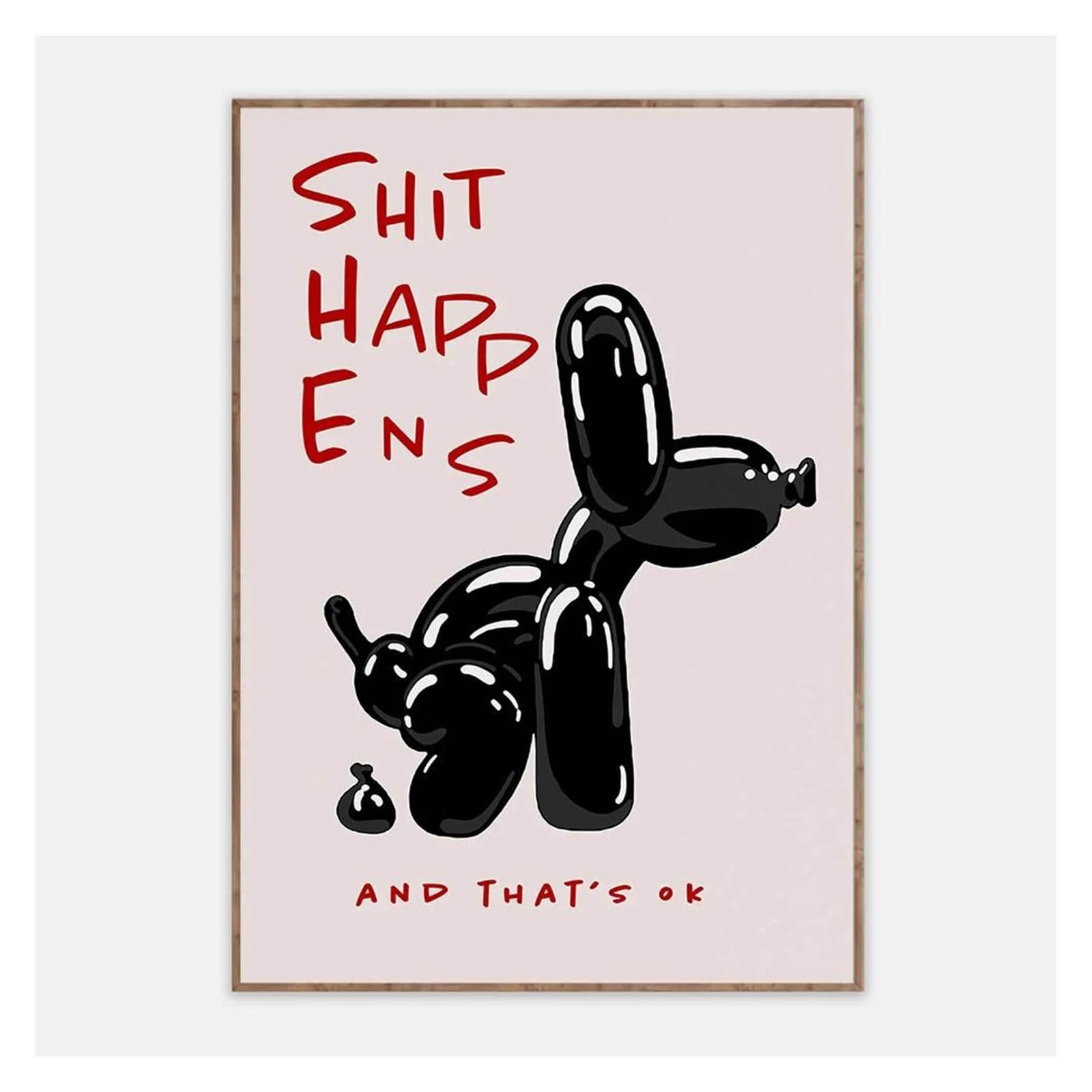 XENITE Wall Art Canvas Prints Black Balloon Dog Poster With Quote
