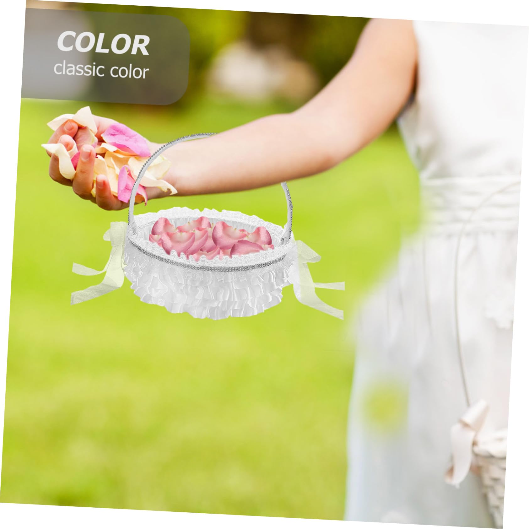 IMIKEYA Panier de Demoiselle Honneur Panier de Fleurs Mariage pour Demoiselle Honneur