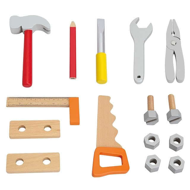 Foto 5 de 7 de Woet® Set de Cinturón de Herramientas Naranja para Niños - Juguete de Carpintero de Imitación