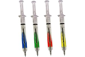 Assorted Color Syringe Vaccine Nurse Doctor Shot Pens, 4 Pack