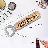 Vista 2 de Personalized Beer Gifts, Wooden Bottle Opener Gift for Him, Groomsman， Brother, Boy Friend, Father, Unique Gifts for Father's Day, Birthday
