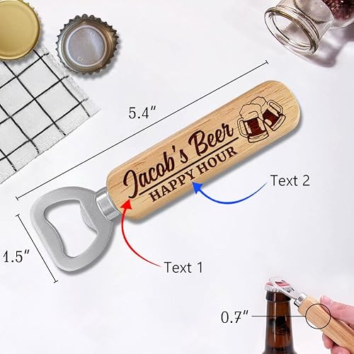 Miniatura 2 de Personalized Beer Gifts, Wooden Bottle Opener Gift for Him, Groomsman， Brother, Boy Friend, Father, Unique Gifts for Father's Day, Birthday