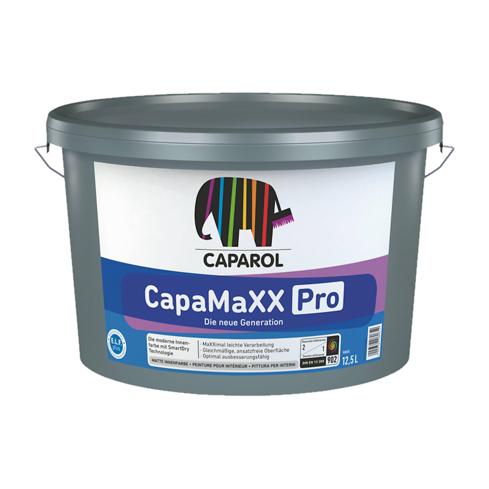 Malerset 4-tlg. CapaMaXX PRO Innenfarbe LF matt weiß, 12,5l Aufsteck-Bügel Großflächenwalze Abstreifgitter Kunststoff