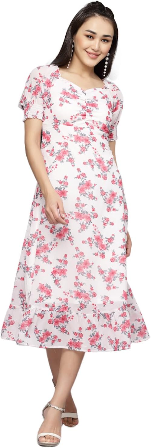 AAYU Printed A-LINE Calf Length Dress for Women
