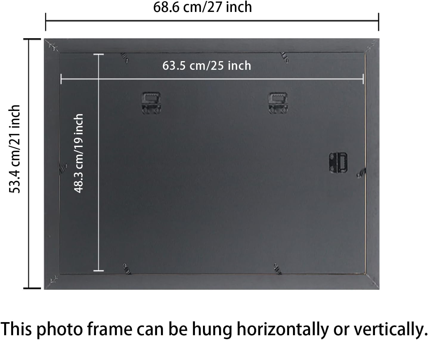 Mxtallup 19x25 Picture Frame Black Solid Wood 15X21 Frame Fits Photo 19x25 without Mat or 15x21 with mat (T23B1925W1521)