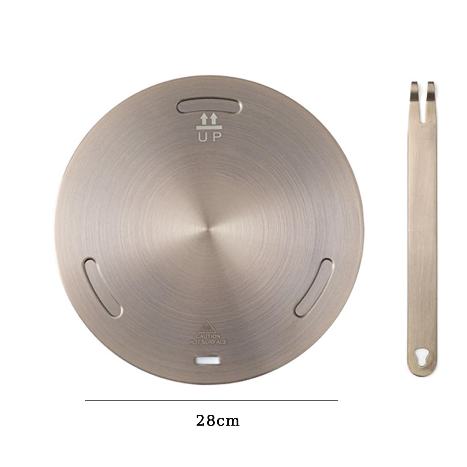 Plaque Diffuseur de Chaleur Flygragon 28 cm - Acier Inoxydable pour Cuisinières Gaz, Vitrocéramique et Induction - Poignée Amovible - Compatible Casseroles et Cafetières