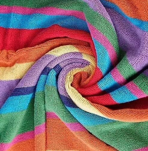 Bath Sheet Towels Large Size 30x60 Rainbow Cabana Stripe 4 Pack Highly Absorbent for Bathroom, Gym, Hotel & Spa